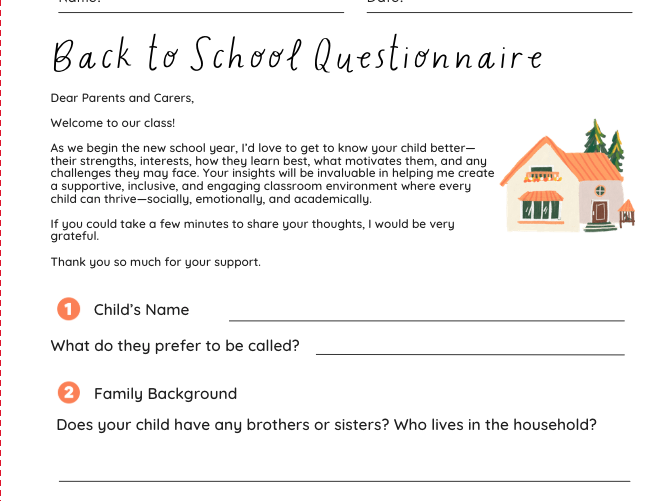 Back to School Questionnaire