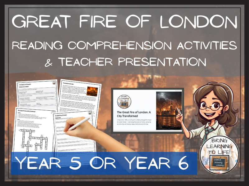 Great Fire of London Reading Comprehension Activities | Year 5 or Year 6