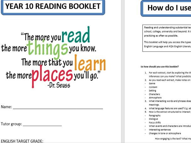 AQA Language Paper 1 reading booklet