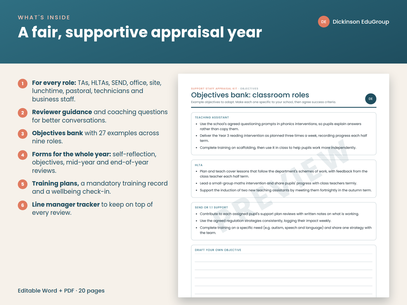Support Staff Appraisal Kit: Editable | Teaching Resources
