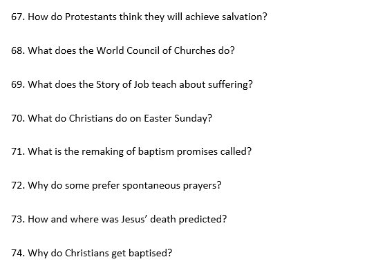 Christianity Quick Check Revision 80 Questions Eduqas RS GCSE