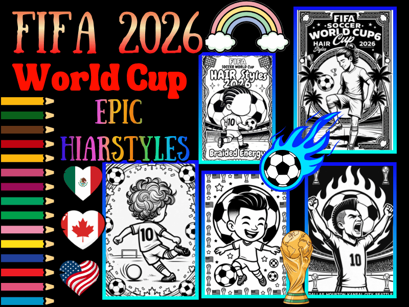 FIFA World Cup 2026 Soccer Coloring Pages for Kids | Epic Hairstyles NO PREP Fun