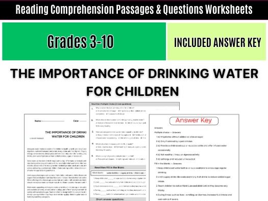 The Importance of Drinking Water for Children – Reading Comprehension Worksheets