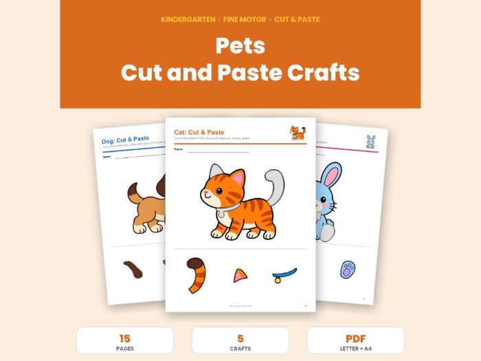 Pets Cut and Stick Activities for EYFS