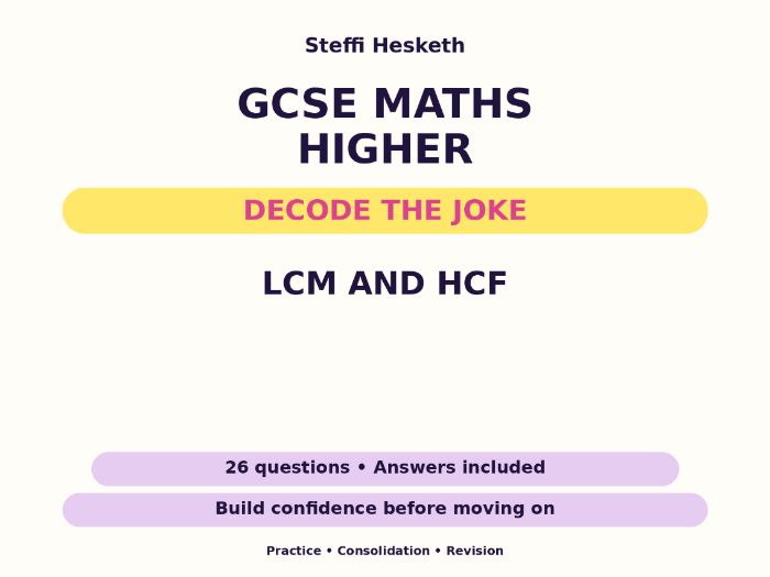 LCM and HCF | GCSE Decode the Joke + Answers