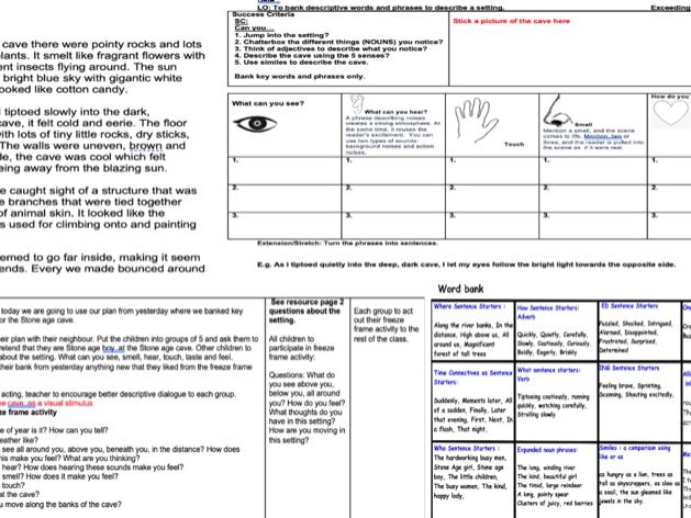 Stone Age Boy -cave setting descriptive writing