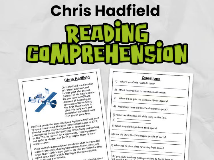 Chris Hadfield Reading Comprehension for KS2 | Guided Reading Task