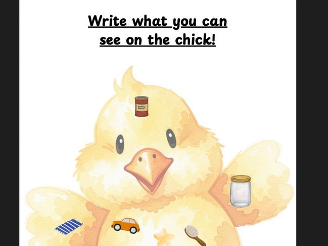 Write what you can see on the chicks -  Chick Phonics