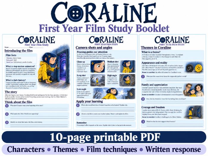 Coraline Film Study Booklet – First Year English / KS3