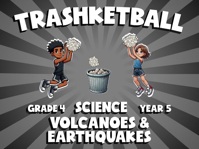 Volcanoes & Earthquakes TRASHKETBALL Science Game | No-Prep Year 5 Review Activity
