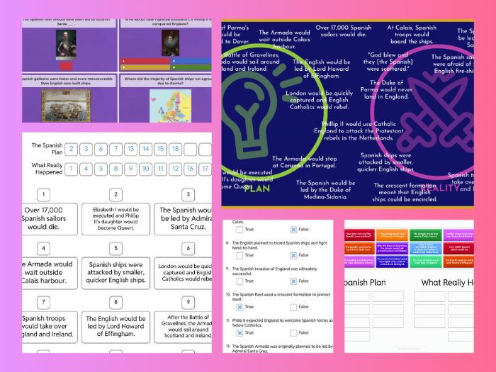 KS3 Making of the UK/GCSE History - The Spanish Armada: Plan v. Reality Sorting Activity