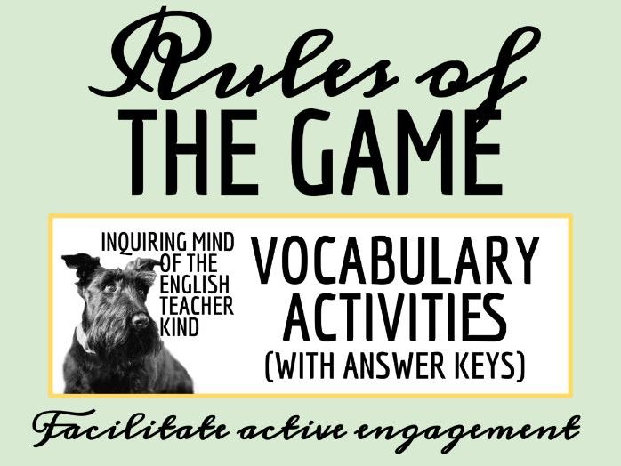 "Rules of the Game" by Amy Tan Vocabulary Games and Activities