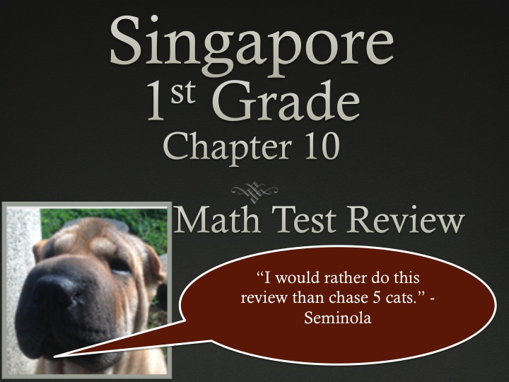 Singapore 1st Grade Chapter 10 Math Test Review (6 pages)