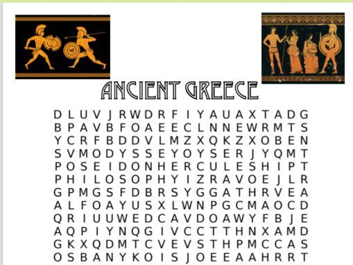Ancient Greece Word Search Key Stage 2
