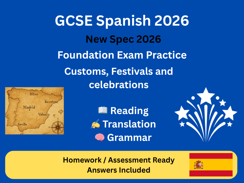 GCSE Spanish Foundation AQA 2026 | Festivals & Celebrations | Reading Translation Grammar
