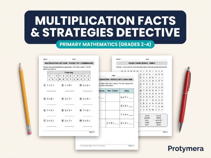 Multiplication Facts & Strategies Detective: Solve, Sort, Decode and Reason | Math Puzzle Practice