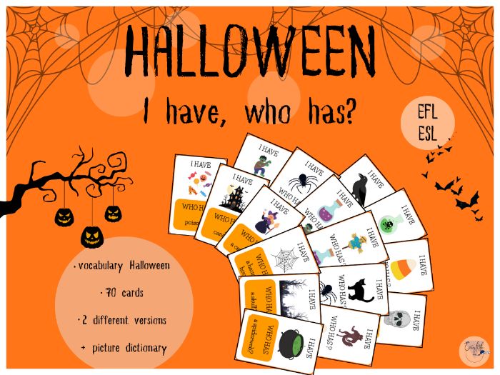 Halloween 'I have, who has?' - printable PDF (EFL/ESL)