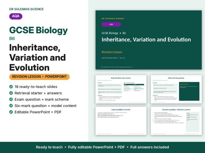 AQA GCSE Biology B6 Inheritance, Variation & Evolution Revision Lesson
