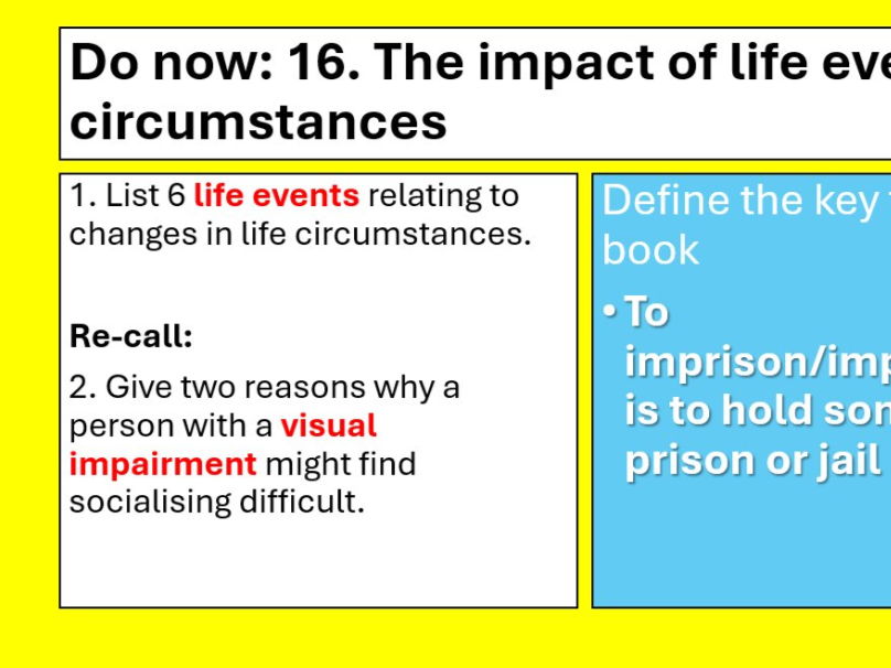BTEC TECH AWARD Component 3 Health and Wellbeing Health & Social Care LESSON16