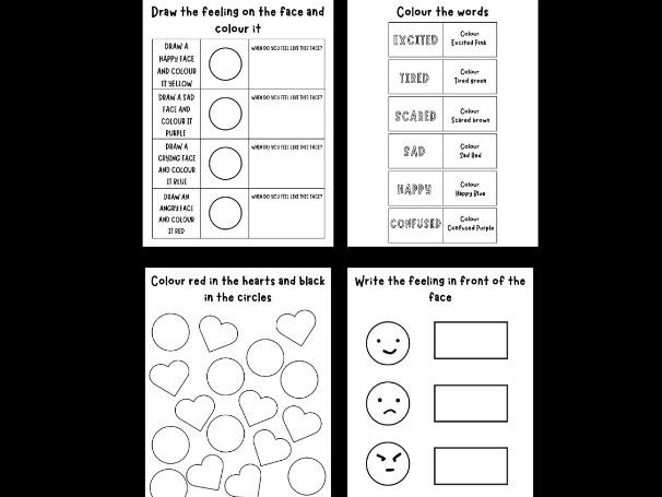 Feelings & Emotions Colouring Worksheet