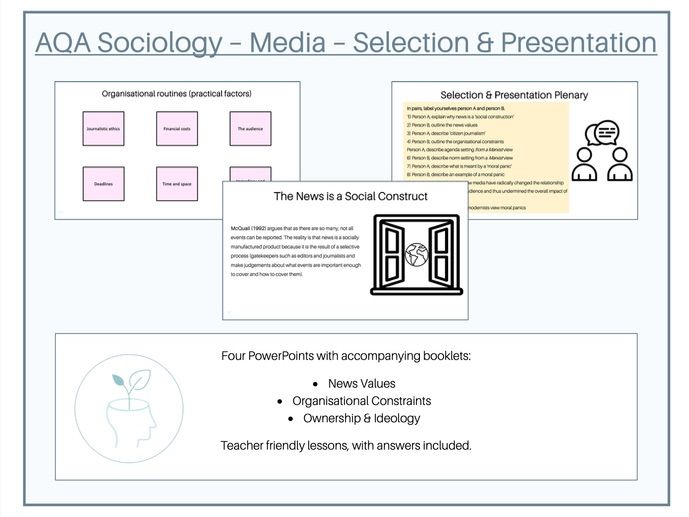 Sociology AQA Media Unit - Selection & Presentation Lesson Pack