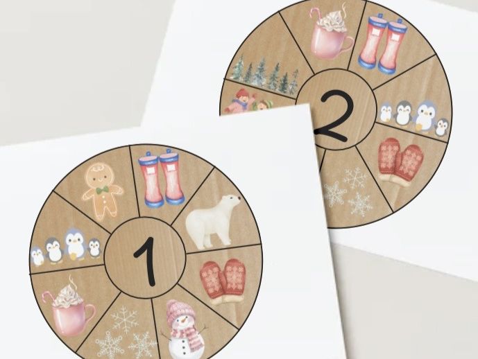 1-5 winter themed peg discs