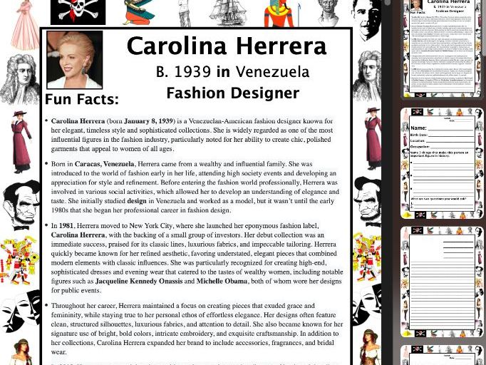 Carolina Herrera PACKET & ACTIVITIES, Important Historical Figures Series