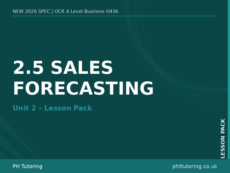 NEW 2026 OCR A Level Business H436 – 2.5 Sales Forecasting - LESSON PACK