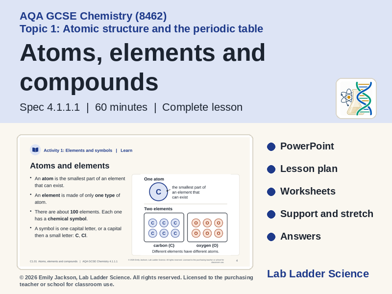 C1-01 Atoms, Elements & Compounds: AQA GCSE Chemistry