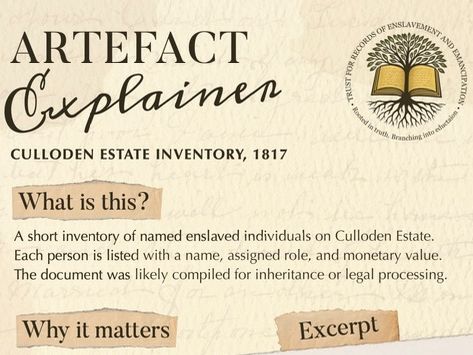 Slavery & Legacy - Culloden Estate Inventory Artefact Explainer