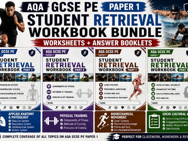 AQA GCSE PE  Complete Paper 1 Student Retrieval Workbooks| Worksheets + Answer Booklets