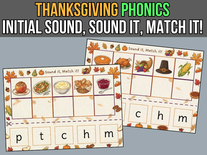 Thanksgiving Phonics – Initial Sound Match Activity!