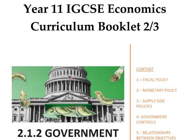 Year 11 IGCSE Economics Curriculum Booklet 2 (Edexcel)