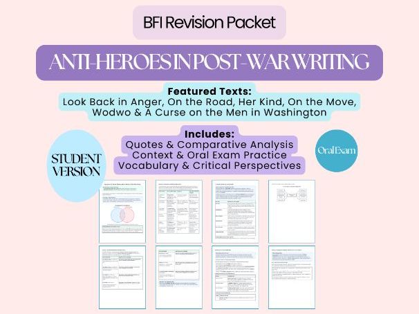 BFI Oral Exam Student Revision Pack – KI n°2: Heroes, Villains & Anti-Heroes in Post-War Writing