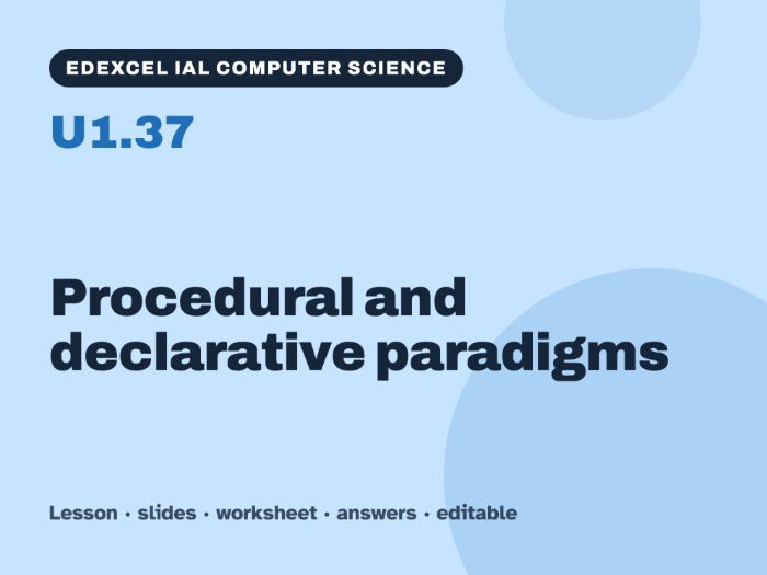 Edexcel IAL Computer Science – U1.37 Procedural and declarative paradigms – Lesson & Worksheet