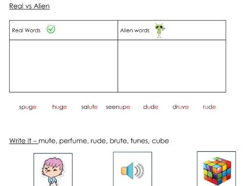 Phonics - split digraph u-e sound worksheets - Resource bundle