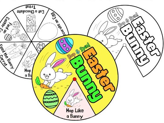 Spring Easter Bunny Craft Spinner Wheel Writing,Coloring Activity Bulletin Board