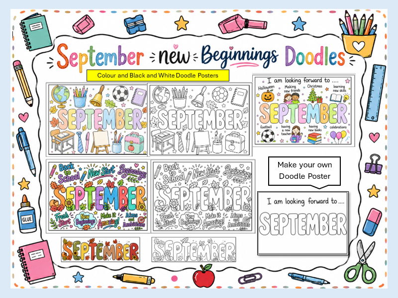 September New Beginnings Doodles for KS1