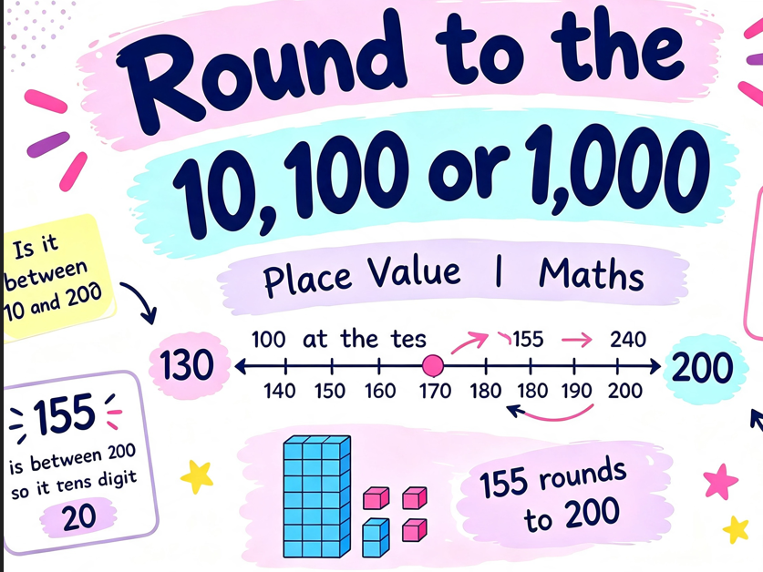 Round to the Nearest 10, 100 or 1,000 | Place Value | Maths