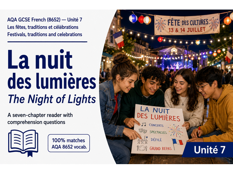 GCSE FRENCH SHORT STORY: AQA 8652 New GCSE - Fêtes, traditions et célébrations - AQA New SPEC