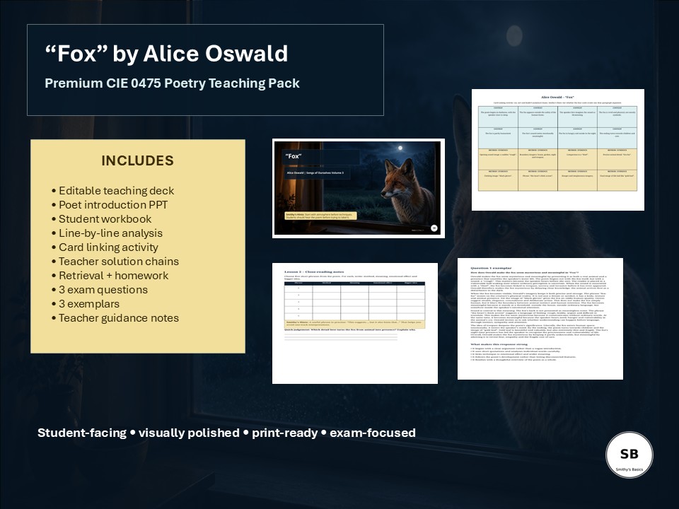  Fox Poem By Alice Oswald Full Teaching Learning Pack From Smithy 