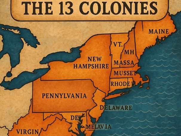 13 Colonies in the United States WORDSEARCH ACTIVITY + SOLUTION