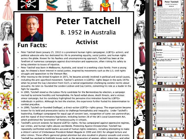 Peter Tatchell PACKET & ACTIVITIES, Important Historical Figures Series