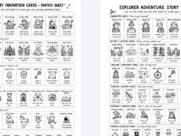 Adventure Story Innovation Cards (pictures, vocabulary) Story Mountain