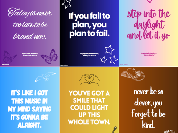 Taylor Swift Lyric Classroom Wall Posters x6 (Midnights, Lover, 1989, Evermore, Fearless, Speak Now)