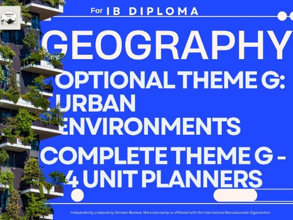 IB DP Geography: Complete Option G Urban Environments Bundle - 4 Unit Planners, SL & HL