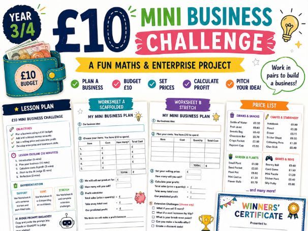 Year 3/4 Maths Enterprise Project - £10 Business Challenge