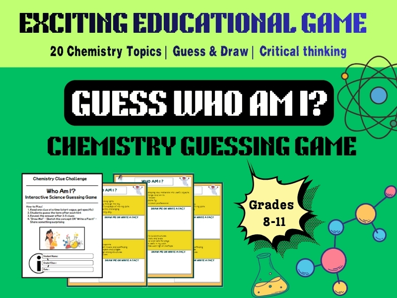 Chemistry Guessing Game: "Who Am I?" Interactive Science Activity | Atomic Structure, Elements , etc