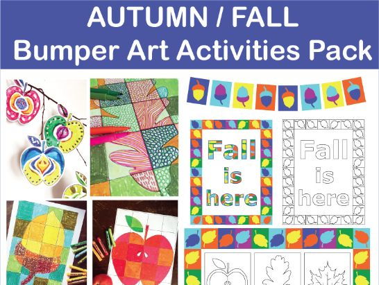 Autumn/Fall Colouring Pages - Leaves, Acorns and Apples