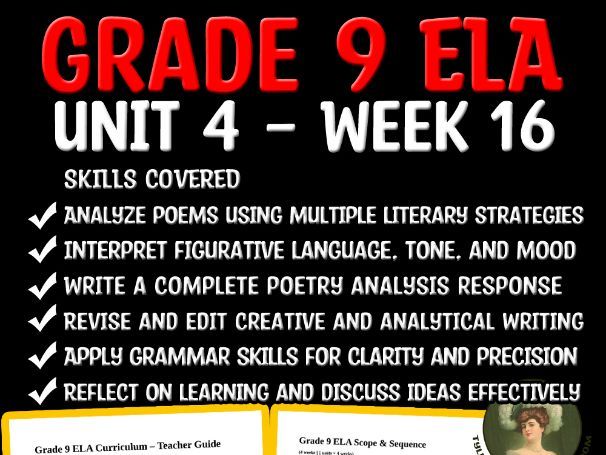 Grade 9 ELA Unit 4 Week 16 | Poetry Synthesis, Revision, & Assessment